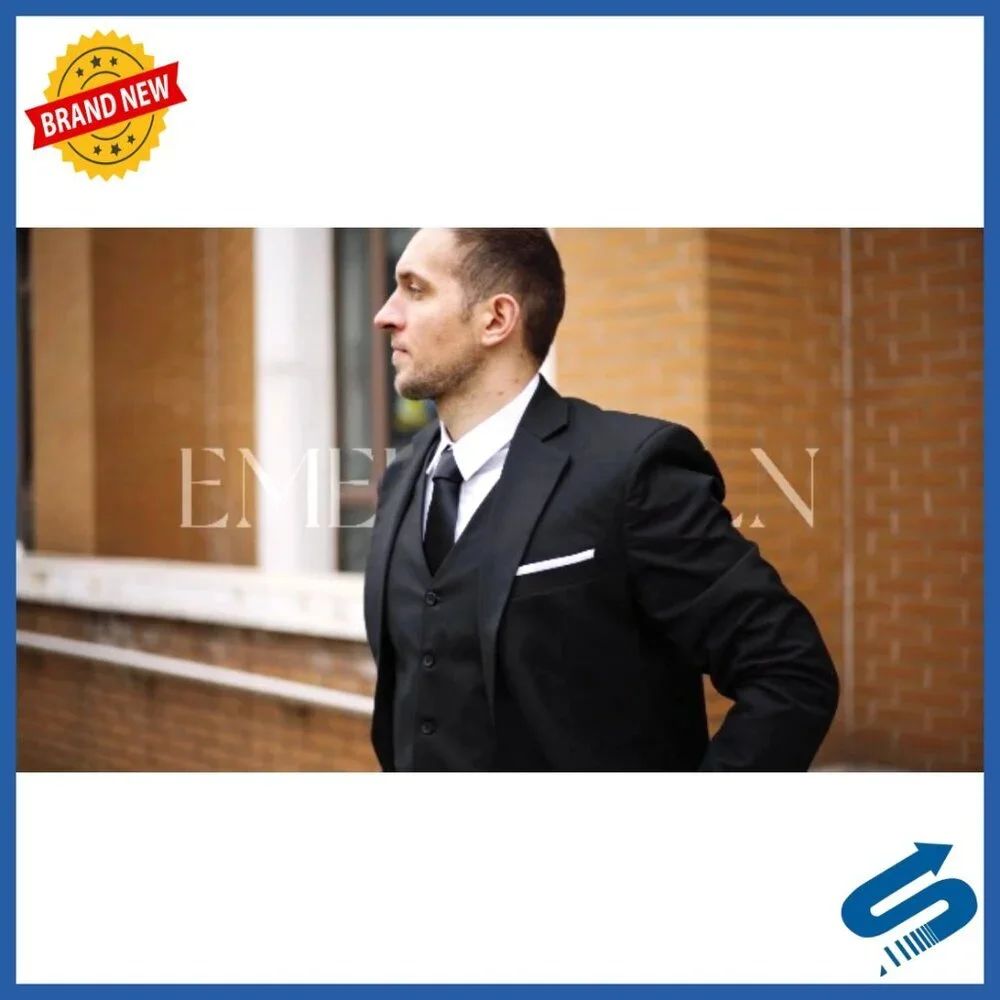 Slim Fit 3-Piece Suit Set with Vest, Blazer, and Pants for Formal Occasions